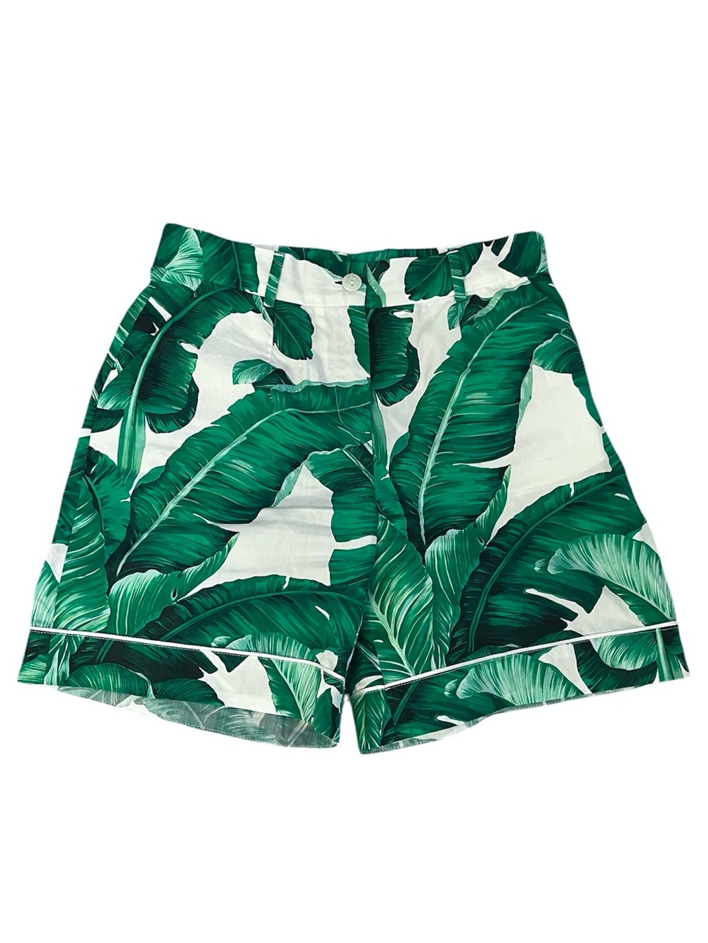 Dolce & Gabbana Leaf Print Cotton Shorts